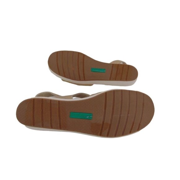 Grasshoppers Leah Two Strap Sandals 9.5 W Wide Gold Linen Textile Shoes - Picture 14 of 14